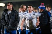 19 February 2022; Michéal Bannigan of Monaghan, 11, with Monaghan performance coach Liam Sheedy after the drawn Allianz Football League Division 1 match between Armagh and Monaghan at Athletic Grounds in Armagh. Photo by Piaras Ó Mídheach/Sportsfile
