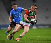 19 February 2022; Ryan O’Donoghue of Mayo is tackled by Ryan Basquel of Dublin during the Allianz Football League Division 1 match between Dublin and Mayo at Croke Park in Dublin. Photo by Ray McManus/Sportsfile