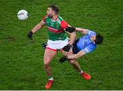 19 February 2022; Aidan O’Shea of Mayo in action against Michael Fitzsimons of Dublin during the Allianz Football League Division 1 match between Dublin and Mayo at Croke Park in Dublin. Photo by Stephen McCarthy/Sportsfile