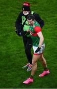 19 February 2022; Oisín Mullin of Mayo receives medical attention during the Allianz Football League Division 1 match between Dublin and Mayo at Croke Park in Dublin. Photo by Stephen McCarthy/Sportsfile