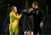 19 February 2022; Republic of Ireland goalkeeper Megan Walsh with assistant manager Tom Elms after the Pinatar Cup Semi-Final match between Republic of Ireland and Russia at La Manga in Murcia, Spain. Photo by Manuel Queimadelos/Sportsfile