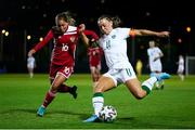 19 February 2022; Katie McCabe of Republic of Ireland in action against Vana Sheina of Russia during the Pinatar Cup Semi-Final match between Republic of Ireland and Russia at La Manga in Murcia, Spain. Photo by Manuel Queimadelos/Sportsfile