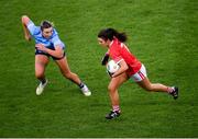 19 February 2022; Erika O'Shea of Cork in action against Jennifer Dunne of Dublin during the Lidl Ladies Football National League Division 1 match between Dublin and Cork at Croke Park in Dublin. Photo by Stephen McCarthy/Sportsfile