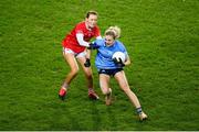 19 February 2022; Nicole Owens of Dublin in action against Meabh Cahalane of Cork during the Lidl Ladies Football National League Division 1 match between Dublin and Cork at Croke Park in Dublin. Photo by Stephen McCarthy/Sportsfile