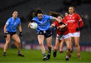 19 February 2022; Lyndsey Davey of Dublin is tackled by Dara Kinry of Cork during the Lidl Ladies Football National League Division 1 match between Dublin and Cork at Croke Park in Dublin. Photo by Ray McManus/Sportsfile