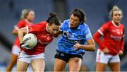 19 February 2022; Melissa Duggan of Cork is tackled by Leah Caffrey of Dublin during the Lidl Ladies Football National League Division 1 match between Dublin and Cork at Croke Park in Dublin. Photo by Ray McManus/Sportsfile