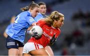 19 February 2022; Sadhbh O'Leary of Cork is tackled by Hannah Leahy of Dublin during the Lidl Ladies Football National League Division 1 match between Dublin and Cork at Croke Park in Dublin. Photo by Ray McManus/Sportsfile