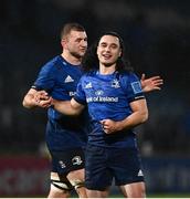 19 February 2022; James Lowe, right, and Ross Molony of Leinster after the United Rugby Championship match between Leinster and Ospreys at RDS Arena in Dublin. Photo by David Fitzgerald/Sportsfile