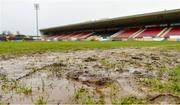 20 February 2022; A view of pitch conditions before the Allianz Football League Division 1 match between Tyrone and Kildare at O'Neill's Healy Park in Omagh, Tyrone. Photo by Seb Daly/Sportsfile