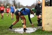 20 February 2022; Susan Daly of Scariff Ogonelloe collects a sliotar from a puddle during the AIB All-Ireland Senior Camogie Club Championship Semi-Final match between Scariff Ogonnelloe, Clare and Oulart the Ballagh, Wexford at Clonmel Commercials in Clonmel, Tipperary. Photo by Harry Murphy/Sportsfile