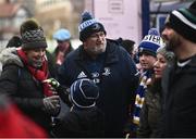 19 February 2022; Leinster supporters enjoy refreshments during the United Rugby Championship match between Leinster and Ospreys at RDS Arena in Dublin. Photo by David Fitzgerald/Sportsfile