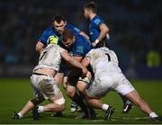 19 February 2022; Ross Molony of Leinster is tackled by Harri Deaves, left, and Nicky Smith of Ospreys during the United Rugby Championship match between Leinster and Ospreys at RDS Arena in Dublin. Photo by David Fitzgerald/Sportsfile