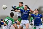 20 February 2022; Hugh McFadden of Donegal contests a kickout with Tadhg Morley of Kerry during the Allianz Football League Division 1 match between Kerry and Donegal at Fitzgerald Stadium in Killarney, Kerry. Photo by Brendan Moran/Sportsfile