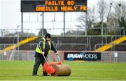 20 February 2022; Groundsman tends to the pitch before the Allianz Football League Division 1 match between Tyrone and Kildare at O'Neill's Healy Park in Omagh, Tyrone. Photo by Seb Daly/Sportsfile