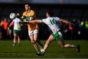 20 February 2022; Paddy Maguire of Leitrim in action against Conal Gallagher of London during the Allianz Football League Division 4 match between Leitrim and London at Connacht GAA Centre of Excellence in Bekan, Mayo. Photo by Ben McShane/Sportsfile