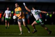 20 February 2022; Paddy Maguire of Leitrim in action against Conal Gallagher of London during the Allianz Football League Division 4 match between Leitrim and London at Connacht GAA Centre of Excellence in Bekan, Mayo. Photo by Ben McShane/Sportsfile