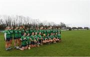 20 February 2022; The Sarsfields squad before the AIB All-Ireland Senior Camogie Club Championship Semi-Final match between Sarsfields and Slaughtneil at Naomh Eanna in Gorey, Wexford. Photo by Matt Browne/Sportsfile