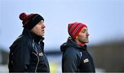20 February 2022; Tyrone joint-managers Feargal Logan, left, and Brian Dooher during the Allianz Football League Division 1 match between Tyrone and Kildare at O'Neill's Healy Park in Omagh, Tyrone. Photo by Seb Daly/Sportsfile