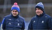 19 February 2022; Monaghan manager Séamus McEnaney, right, with Monaghan performance coach Liam Sheedy before the Allianz Football League Division 1 match between Armagh and Monaghan at Athletic Grounds in Armagh. Photo by Piaras Ó Mídheach/Sportsfile