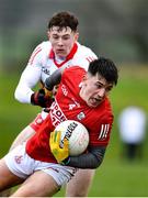 20 February 2022; Tadhg Corkery of Cork in action against Lachlan Murray of Derry during the Allianz Football League Division 2 match between Derry and Cork at Derry GAA Centre of Excellence in Owenbeg, Derry. Photo by Sam Barnes/Sportsfile