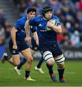 19 February 2022; Martin Moloney of Leinster makes a break during the United Rugby Championship match between Leinster and Ospreys at RDS Arena in Dublin. Photo by Brendan Moran/Sportsfile