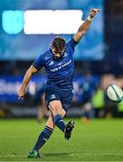 19 February 2022; Ross Byrne of Leinster kicks a conversion during the United Rugby Championship match between Leinster and Ospreys at RDS Arena in Dublin. Photo by Brendan Moran/Sportsfile