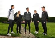 21 February 2022; Gaelic Players Association chief executive Tom Parsons, centre, alongside, from left, Wexford hurler Matthew O'Hanlon, GPA Equality, Diversity and inclusion manager Gemma Begley, Galway camogie player Niamh Kilkenny and Tyrone footballer Conor Meyler during a GPA Media Briefing ahead of GAA Congress at the Radisson Dublin Airport in Dublin. Photo by David Fitzgerald/Sportsfile