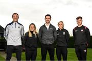 21 February 2022; Gaelic Players Association chief executive Tom Parsons, centre, alongside, from left, Wexford hurler Matthew O'Hanlon, GPA Equality, Diversity and inclusion manager Gemma Begley, Galway camogie player Niamh Kilkenny and Tyrone footballer Conor Meyler during a GPA Media Briefing ahead of GAA Congress at the Radisson Dublin Airport in Dublin. Photo by David Fitzgerald/Sportsfile