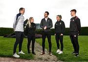 21 February 2022; Gaelic Players Association chief executive Tom Parsons, centre, alongside, from left, Wexford hurler Matthew O'Hanlon, GPA Equality, Diversity and inclusion manager Gemma Begley, Galway camogie player Niamh Kilkenny and Tyrone footballer Conor Meyler during a GPA Media Briefing ahead of GAA Congress at the Radisson Dublin Airport in Dublin. Photo by David Fitzgerald/Sportsfile