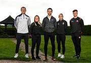 21 February 2022; Gaelic Players Association chief executive Tom Parsons, centre, alongside, from left, Wexford hurler Matthew O'Hanlon, GPA Equality, Diversity and inclusion manager Gemma Begley, Galway camogie player Niamh Kilkenny and Tyrone footballer Conor Meyler during a GPA Media Briefing ahead of GAA Congress at the Radisson Dublin Airport in Dublin. Photo by David Fitzgerald/Sportsfile