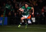 4 February 2022; Matthew Devine of Ireland on his way to scoring his side's second try during the U20 Six Nations Rugby Championship match between Ireland and Wales at Musgrave Park in Cork. Photo by Piaras Ó Mídheach/Sportsfile