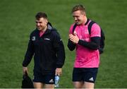 21 February 2022; Dan Leavy, right, and Luke McGrath during a Leinster Rugby squad training session at Energia Park in Dublin. Photo by Harry Murphy/Sportsfile