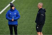 21 February 2022; Assistant performance analyst Juliett Fortune and senior coach Stuart Lancaster during a Leinster Rugby squad training session at Energia Park in Dublin. Photo by Harry Murphy/Sportsfile