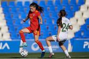 22 February 2022; Ffion Morgan of Wales in action against Jessica Ziu of Republic of Ireland during the Pinatar Cup Third Place Play-off match between Wales and Republic of Ireland at La Manga in Murcia, Spain. Photo by Silvestre Szpylma/Sportsfile