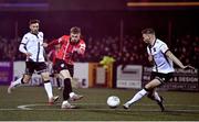 18 February 2022; Jamie McGonigle of Derry City and Andy Boyle of Dundalk during the SSE Airtricity League Premier Division match between Dundalk and Derry City at Oriel Park in Dundalk, Louth. Photo by Ben McShane/Sportsfile