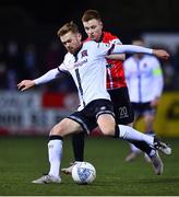18 February 2022; Paul Doyle of Dundalk and Brandon Kavanagh of Derry City during the SSE Airtricity League Premier Division match between Dundalk and Derry City at Oriel Park in Dundalk, Louth. Photo by Ben McShane/Sportsfile