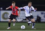 18 February 2022; Brandon Kavanagh of Derry City and Paul Doyle of Dundalk during the SSE Airtricity League Premier Division match between Dundalk and Derry City at Oriel Park in Dundalk, Louth. Photo by Ben McShane/Sportsfile