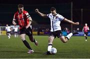 18 February 2022; Robbie Benson of Dundalk and Eoin Toal of Derry City during the SSE Airtricity League Premier Division match between Dundalk and Derry City at Oriel Park in Dundalk, Louth. Photo by Ben McShane/Sportsfile