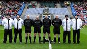 5 February 2022; Referee Brian Keon and his officials before the AIB GAA Hurling All-Ireland Junior Club Championship Final match between Ballygiblin, Cork, and Mooncoin, Kilkenny, at Croke Park in Dublin. Photo by Piaras Ó Mídheach/Sportsfile