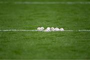 5 February 2022; A general view of sliotars on the pitch for the warm-up before the AIB GAA Hurling All-Ireland Junior Club Championship Final match between Ballygiblin, Cork, and Mooncoin, Kilkenny, at Croke Park in Dublin. Photo by Piaras Ó Mídheach/Sportsfile