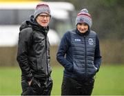 20 February 2022; Slaughtneil joint managers Mark Cassidy and Siobhan Bradley during the AIB All-Ireland Senior Camogie Club Championship Semi-Final match between Sarsfields and Slaughtneil at Naomh Eanna in Gorey, Wexford. Photo by Matt Browne/Sportsfile