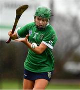 20 February 2022; Reitseal Kelly of Sarsfields during the AIB All-Ireland Senior Camogie Club Championship Semi-Final match between Sarsfields and Slaughtneil at Naomh Eanna in Gorey, Wexford. Photo by Matt Browne/Sportsfile