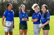 23 February 2022; In attendance at the 2022 Bank of Ireland Leinster Rugby School of Excellence launch are, from left Leinster Rugby player Eimear Corri, Eva Sterrit, Leinster Rugby player Emma Hooban and Amy O'Mahony at UCD in Dublin. Photo by Harry Murphy/Sportsfile