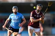 16 January 2022; Seán Loftus of Galway shoots under pressure from Rian McBride of Dublin during the Walsh Cup Group A match between Dublin and Galway at Parnell Park in Dublin. Photo by Piaras Ó Mídheach/Sportsfile