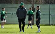 24 February 2022; Head coach Andy Farrell, left, and Michael Lowry during Ireland rugby squad training at Carton House in Maynooth, Kildare. Photo by Brendan Moran/Sportsfile Photo by Brendan Moran/Sportsfile