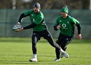 24 February 2022; Robbie Henshaw, left, and James Lowe during Ireland rugby squad training at Carton House in Maynooth, Kildare. Photo by Brendan Moran/Sportsfile Photo by Brendan Moran/Sportsfile