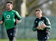 24 February 2022; Michael Lowry, right, and Hugo Keenan  during Ireland rugby squad training at Carton House in Maynooth, Kildare. Photo by Brendan Moran/Sportsfile