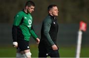 24 February 2022; Michael Lowry, right, and Nick Timoney during Ireland rugby squad training at Carton House in Maynooth, Kildare. Photo by Brendan Moran/Sportsfile