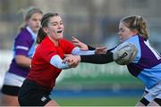 24 February 2022; Cara Martin of North East in action against Ciara Short of South East during the Bank of Ireland Leinster Rugby Sarah Robinson Cup Round 3 match between South East and North East at Energia Park in Dublin. Photo by Seb Daly/Sportsfile