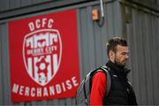 25 February 2022; Cameron Dummigan of Derry City arrives for the SSE Airtricity League Premier Division match between Derry City and Shamrock Rovers at The Ryan McBride Brandywell Stadium in Derry. Photo by Stephen McCarthy/Sportsfile